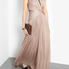 Catherine Deane Beige Mercury Long Pleated Tulle and Lace Gown in Beige - Lyst