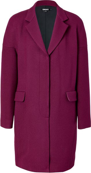 Dkny Dazzling Purple Wool Coat with Notched Lapel in Purple - Lyst