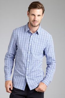 Elie Tahari Liberty Blue Plaid Cotton Zac Button Front Shirt - Lyst