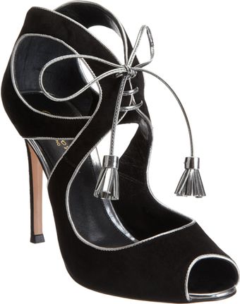 Gianvito Rossi Tie Front Peep Toe Sandal - Lyst
