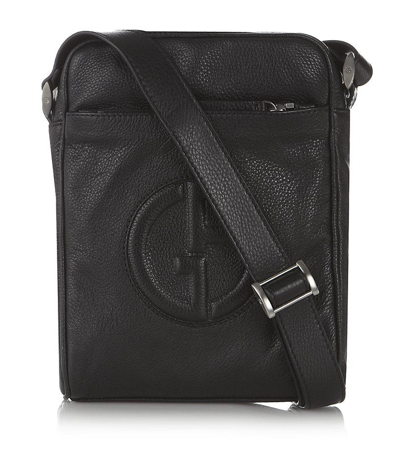 Giorgio Armani Leather Crossbody Bag in Black for Men | Lyst