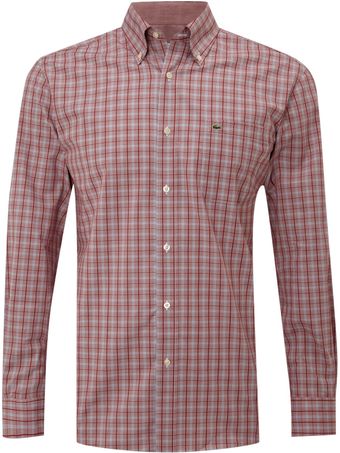 Lacoste Long Sleeved Grid Checked Shirt - Lyst