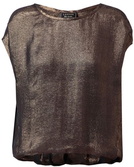 Lanvin Draped Gold Lamé Top in Gold - Lyst