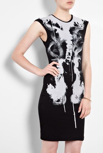 McQ by Alexander McQueen Xray Print Cap Sleeve Jersey Dress - Lyst