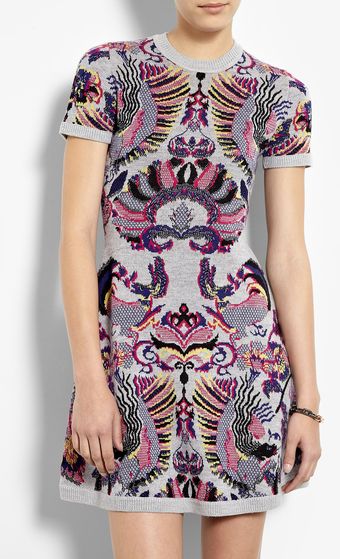 McQ by Alexander McQueen Griffin Jacquard Flirty Knit Dress - Lyst