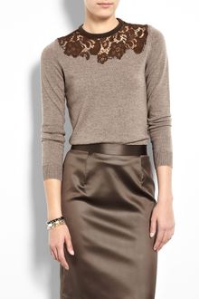 Moschino Cheap & Chic Lace Insert Wool Knit - Lyst