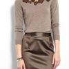 Moschino Cheap & Chic Lace Insert Wool Knit in Gray - Lyst