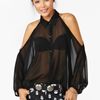 Nasty Gal Open Shoulder Blouse Black in Black - Lyst