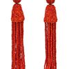 Oscar De La Renta Head Beaded Tassel Earrings in Red (orange) - Lyst