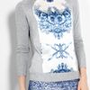 Preen Kitten China Print Silk Front Jumper in Blue (grey) - Lyst