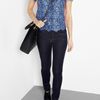 Preen Enid Lace Overlay Metallic Tee in Orange - Lyst