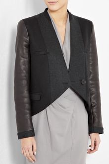 See By Chloé Leather Sleeve Cropped Wool Jacket - Lyst