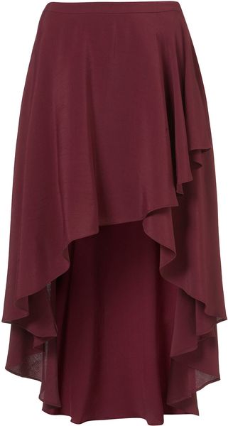 Topshop Oxblood Wrap Front Calf Skirt - Lyst