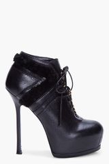 Yves Saint Laurent Black Tribtoo Shearling Ankle Boots
