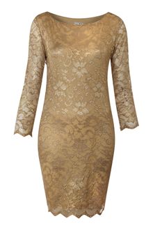 John Zack Long Sleeve Metallic Lace Dress - Lyst