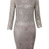 John Zack Long Sleeve Metallic Lace Dress in Gray (silver) - Lyst