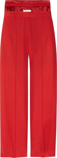 Maison Martin Margiela Stepwaist Crepe Wideleg Pants in Red - Lyst