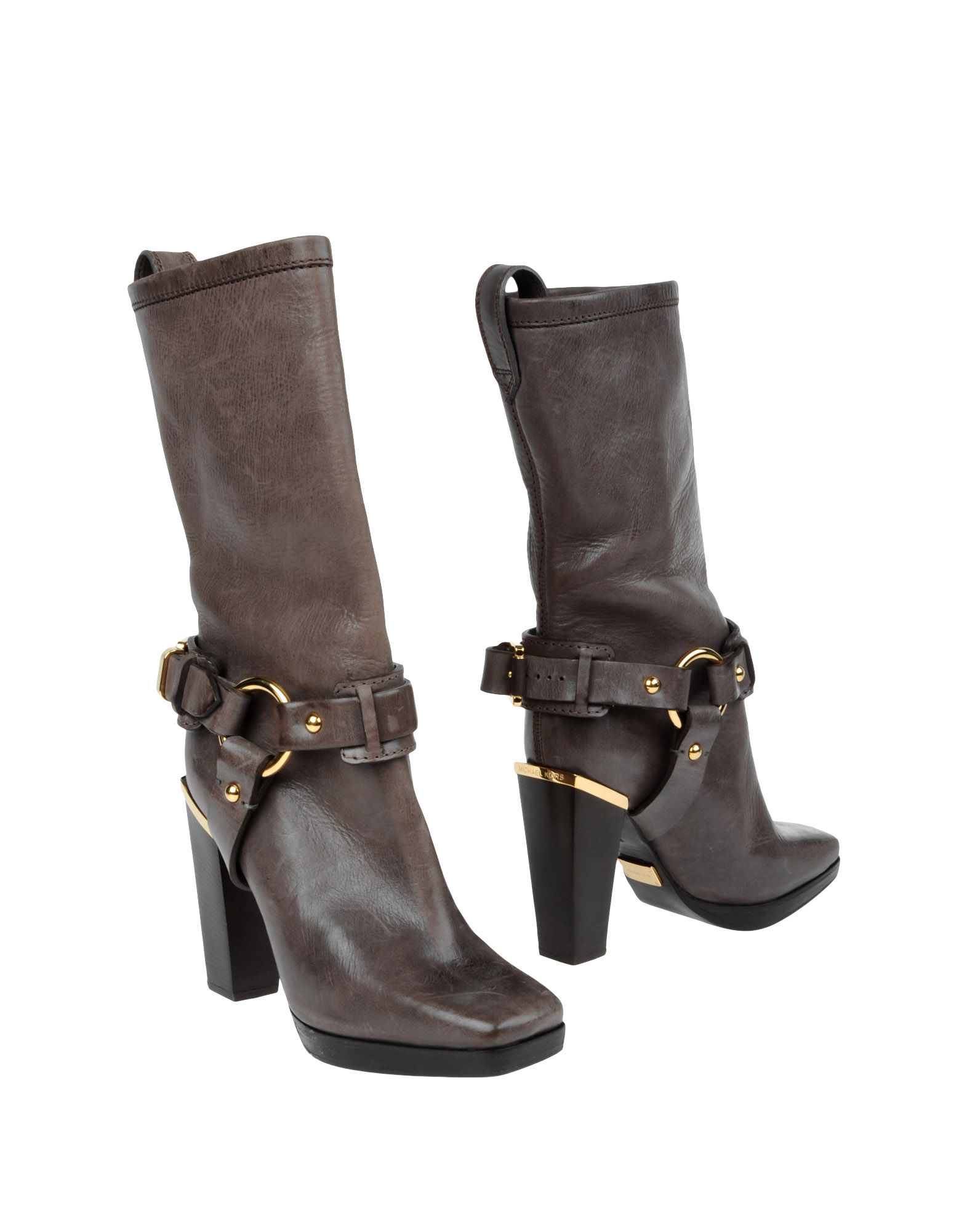 michael kors black leather high heel boots
