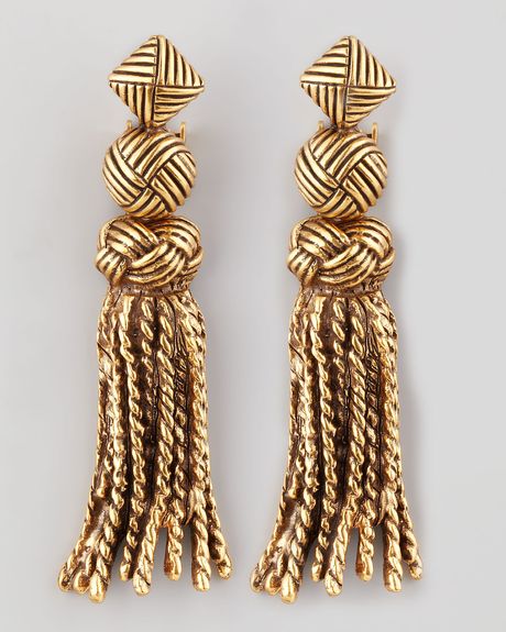 Oscar De La Renta Tassel Knot Earrings in Gold - Lyst