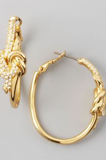 Rachel Zoe Pave Love Knot Hoop Earrings - Lyst