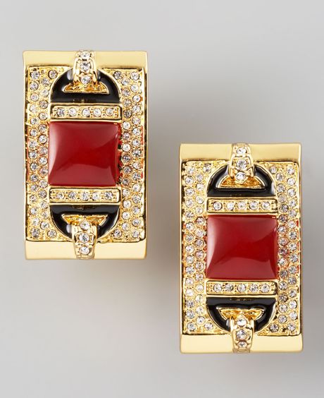 Rachel Zoe Rectangular Clip Earrings  in Red - Lyst
