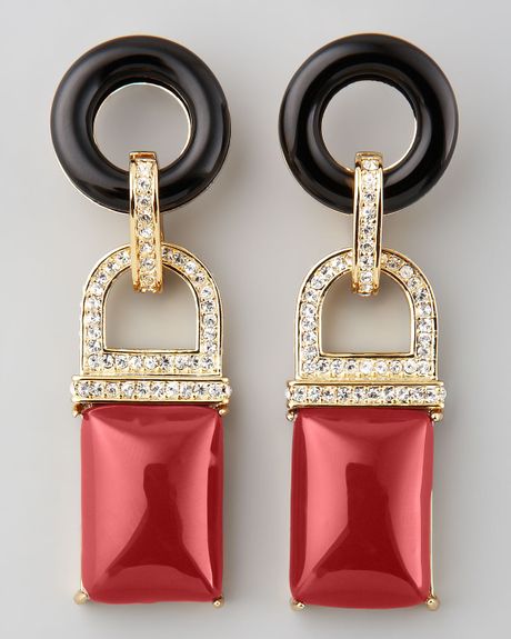 Rachel Zoe Square Drop Earrings in Black (red) - Lyst