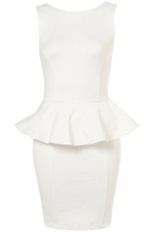 Topshop Embossed Scuba Peplum Dress - Lyst