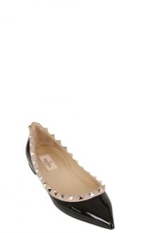 Valentino 10mm Rock Stud Patent Pointy Ballerinas - Lyst