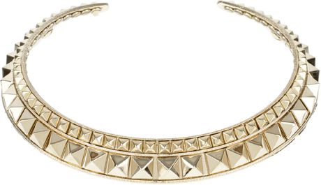 Valentino Golden Brass Metal Choker with Stud Embellishment in Gold (black) - Lyst