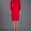 Yves Saint Laurent Fitted Pencil Dress in Red - Lyst