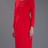 Yves Saint Laurent Fitted Pencil Dress in Red - Lyst