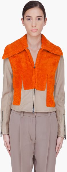 3.1 Phillip Lim Orange Shearling Trompe Loeil Jacket in Orange - Lyst