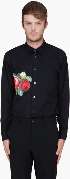 Comme Des Garçons  Flower Pattern Shirt in Black for Men - Lyst