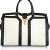 Yves Saint Laurent Large Cabas Chyc Leather Tote in White (black) - Lyst