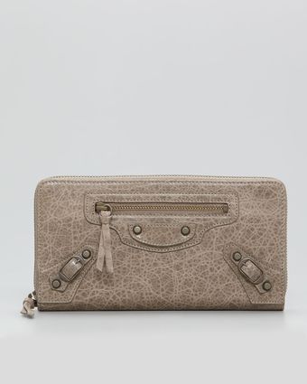 Balenciaga Classic Continental Zip Wallet Gris Poivre - Lyst