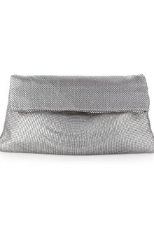 BCBGMAXAZRIA Mesh Foldover Clutch Silver - Lyst