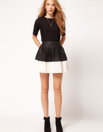 ASOS Collection Asos Skater Skirt in Leather Look - Lyst