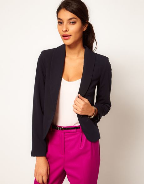 Asos Shrunken Boyfriend Blazer in Blue (navy) - Lyst