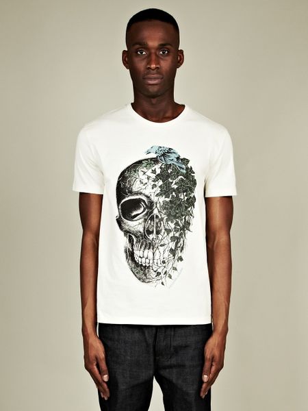 Alexander Mcqueen Alexander Mcqueen Mens Ivy Skull T Shirt in White for Men (cream) - Lyst