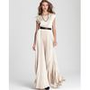 Alice + Olivia Maxi Dress Triss Pleated with Leather Belt in Beige (nude) - Lyst