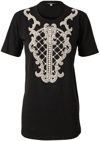 Balmain Cotton T-shirt With Embellished Shield Motif - Lyst