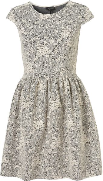Topshop Jaquard Floral Flippy Dress - Lyst