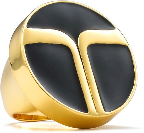 Trina Turk Vermeil Super T Enamel Ring in Black - Lyst