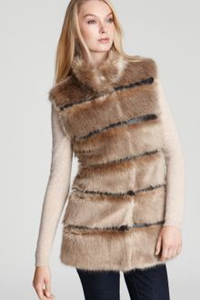Via Spiga Faux Fur Vest with Insets - Lyst