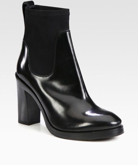 flat black shiny ankle boots