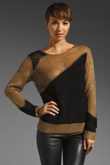 Alice + Olivia Opal Novelty Stitch Pullover in Beigeblack - Lyst