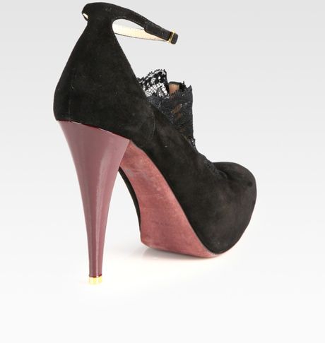 ricci suede nina ankle pumps strap platform lace