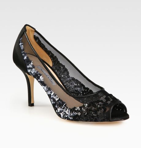 sequin pumps black