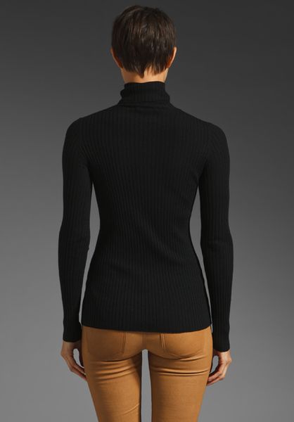 Vince Rib Turtleneck Sweater In Black Lyst