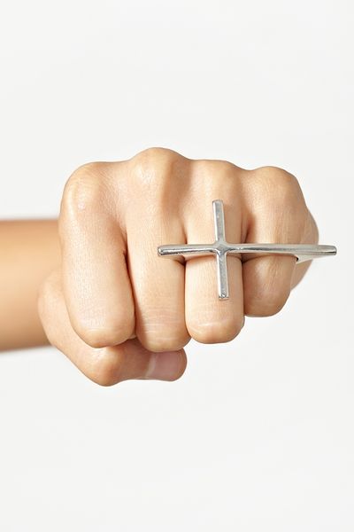 Nasty Gal Holy Twofinger Ring in Silver - Lyst